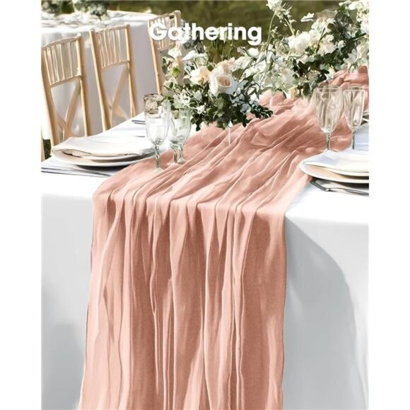 Boho Cheesecloth Table Runner 2 Pack 120 Inch Wedding Baby Shower Farmhouse Deco - Picture 5 of 8